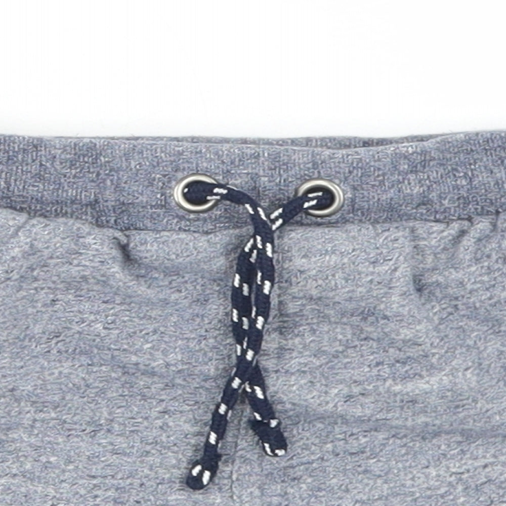 Marks and Spencer Boys Blue  Cotton Cropped Trousers Size 18 Months  Drawstring