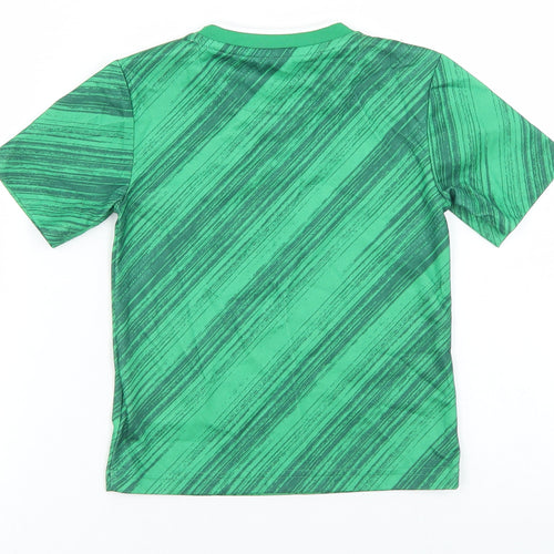 adidas Boys Green Striped Polyester Basic T-Shirt Size 3-4 Years V-Neck  - Northern Ireland Irish Football