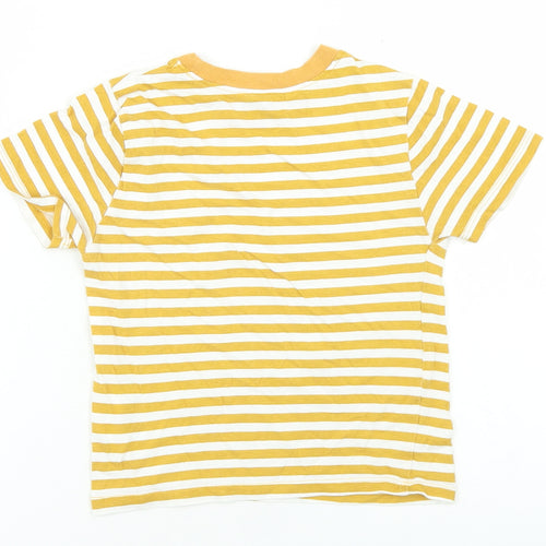 H&M Girls Yellow Striped Cotton Basic T-Shirt Size 4-5 Years Crew Neck