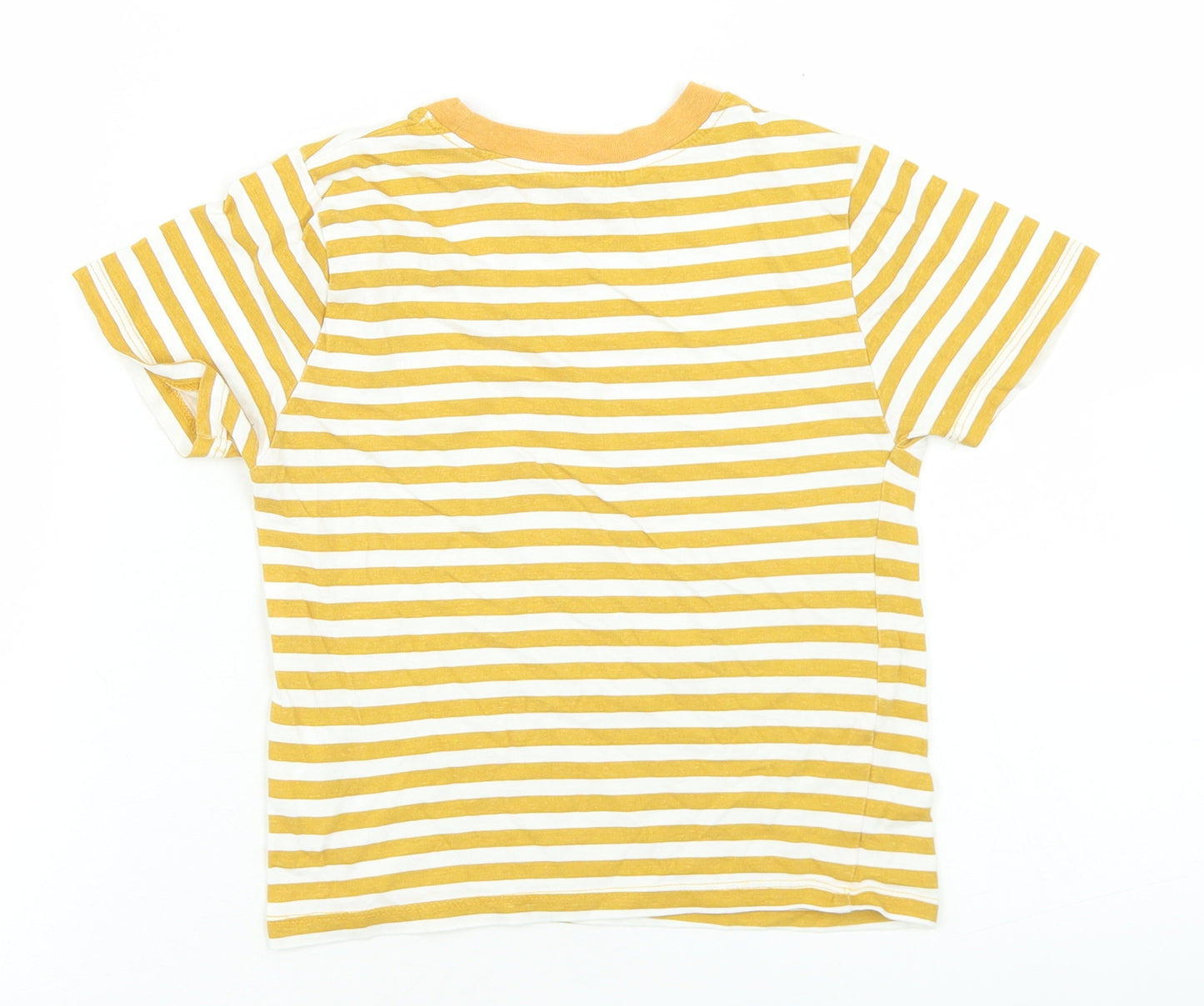 H&M Girls Yellow Striped Cotton Basic T-Shirt Size 4-5 Years Crew Neck