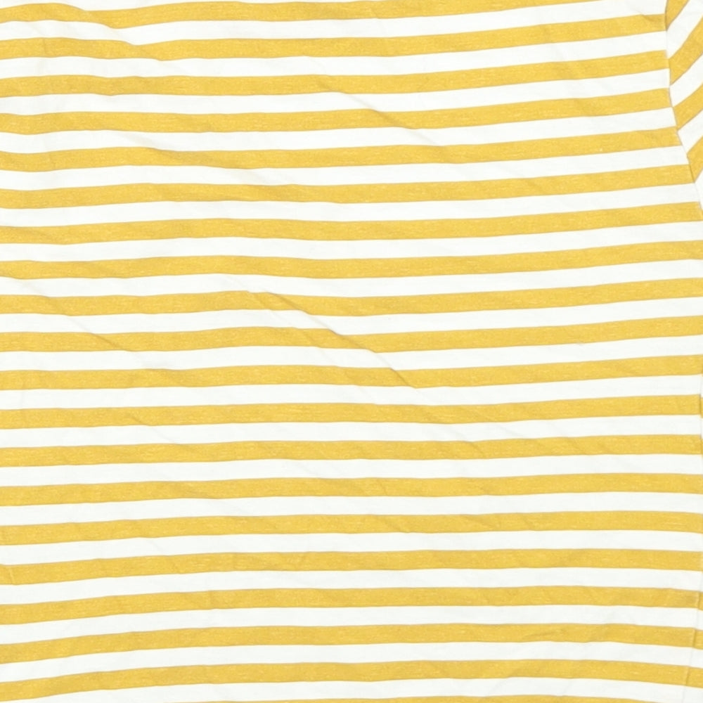 H&M Girls Yellow Striped Cotton Basic T-Shirt Size 4-5 Years Crew Neck