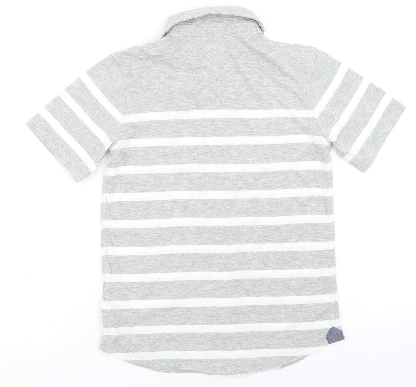 Gap Boys Grey Striped Cotton Basic Button-Up Size 6-7 Years Collared Button