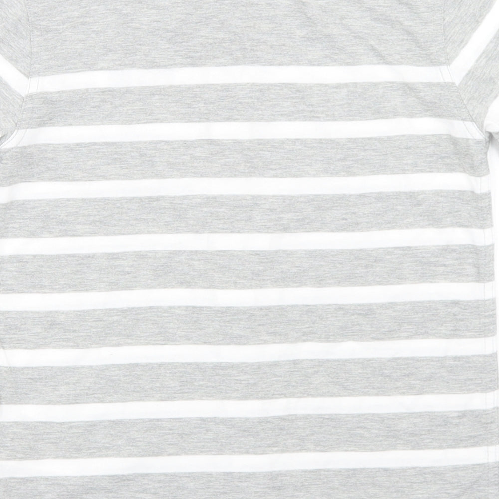 Gap Boys Grey Striped Cotton Basic Button-Up Size 6-7 Years Collared Button