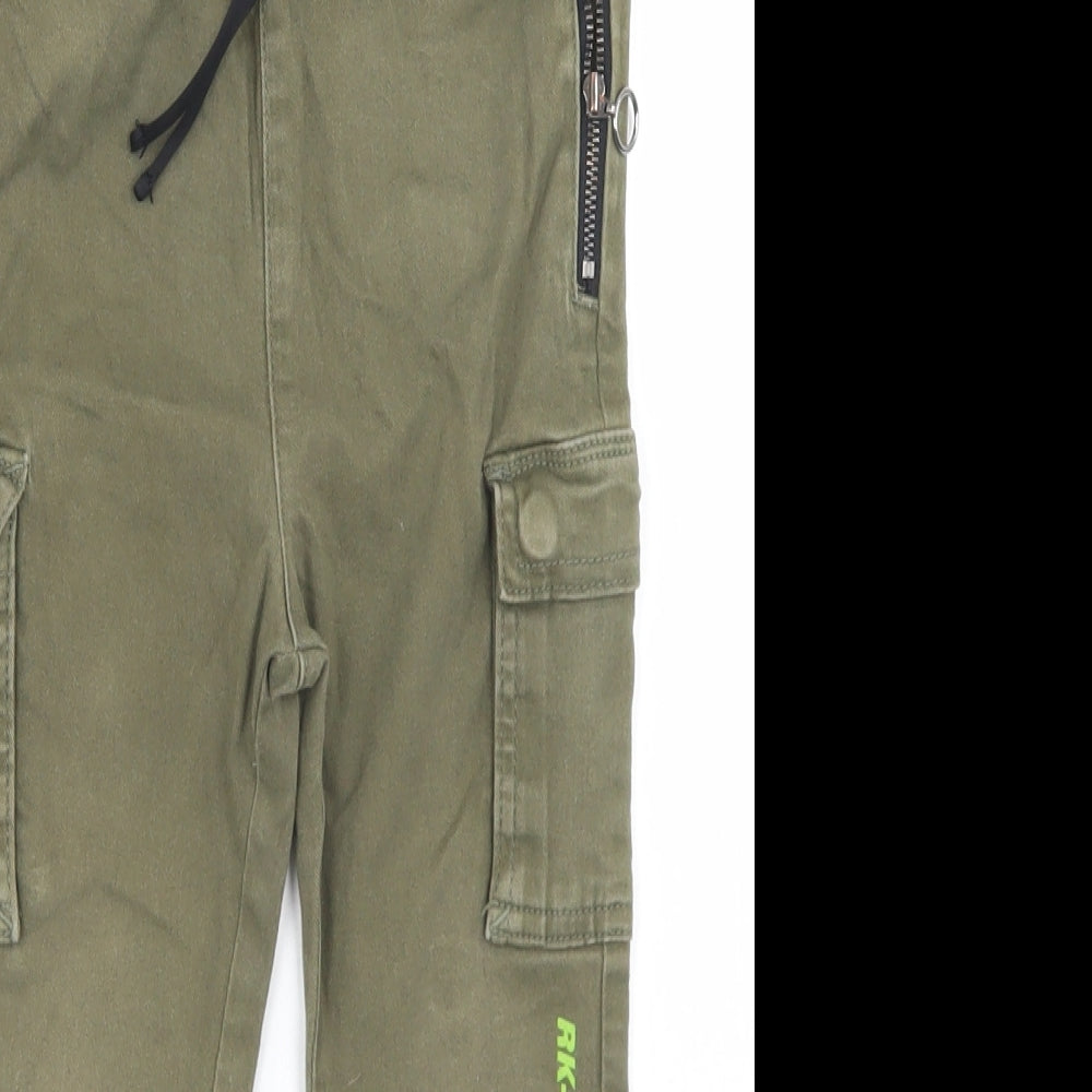 River Island Boys Green  Cotton Cargo Trousers Size 3-4 Years  Regular Drawstring