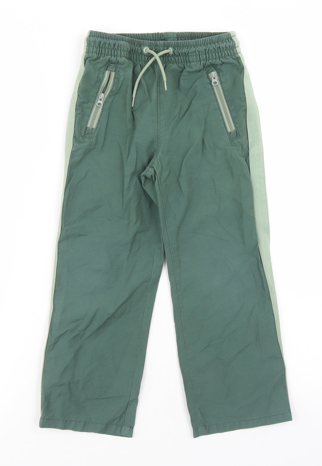 Gap Boys Green  Cotton Windbreaker Trousers Size 4 Years  Regular Drawstring