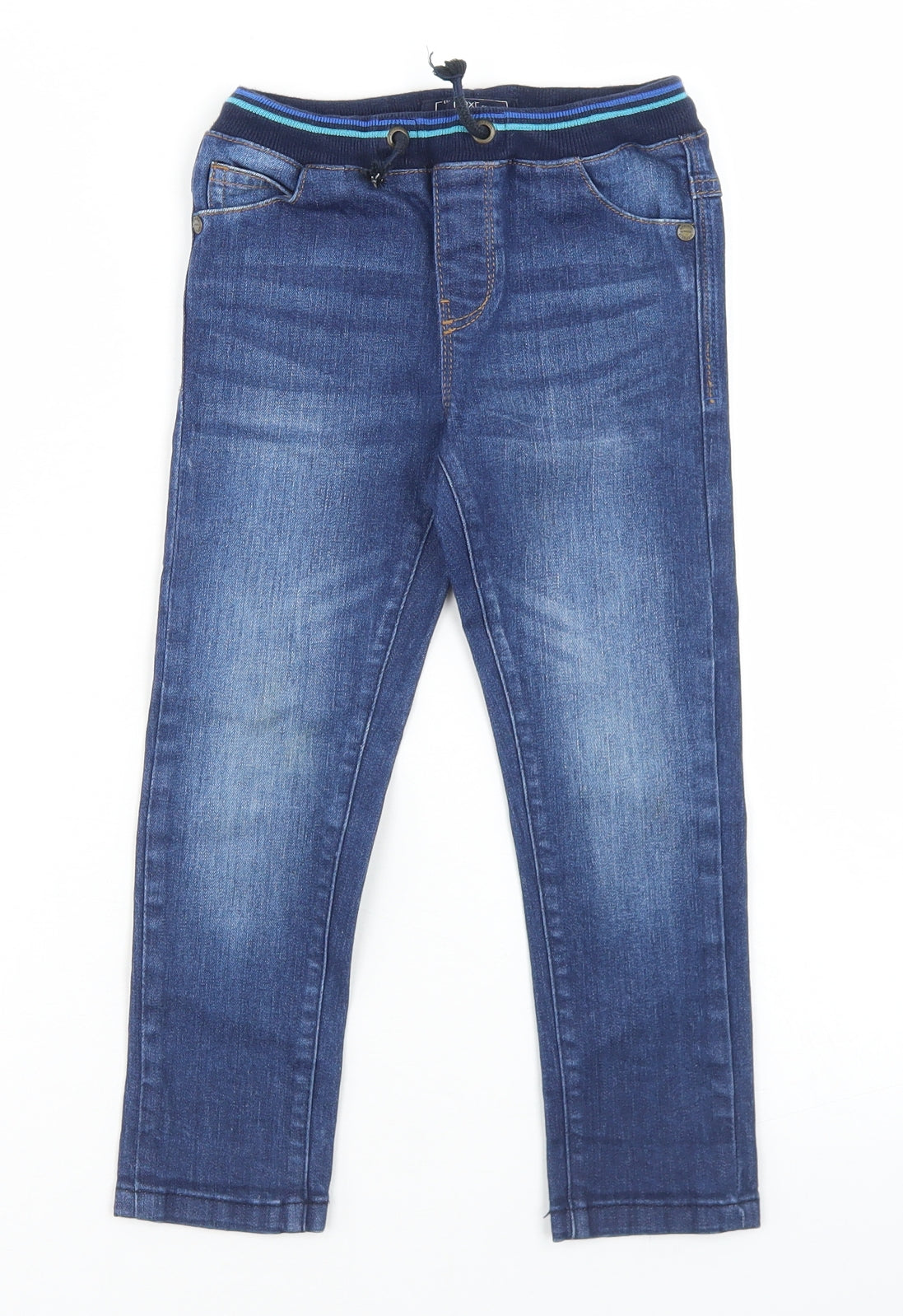NEXT Boys Blue  Cotton Skinny Jeans Size 3-4 Years  Regular Drawstring