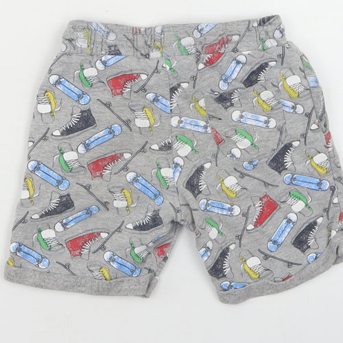 Urban Rascals Boys Grey Geometric Cotton Sweat Shorts Size 3 Years  Regular Drawstring - Skateboards