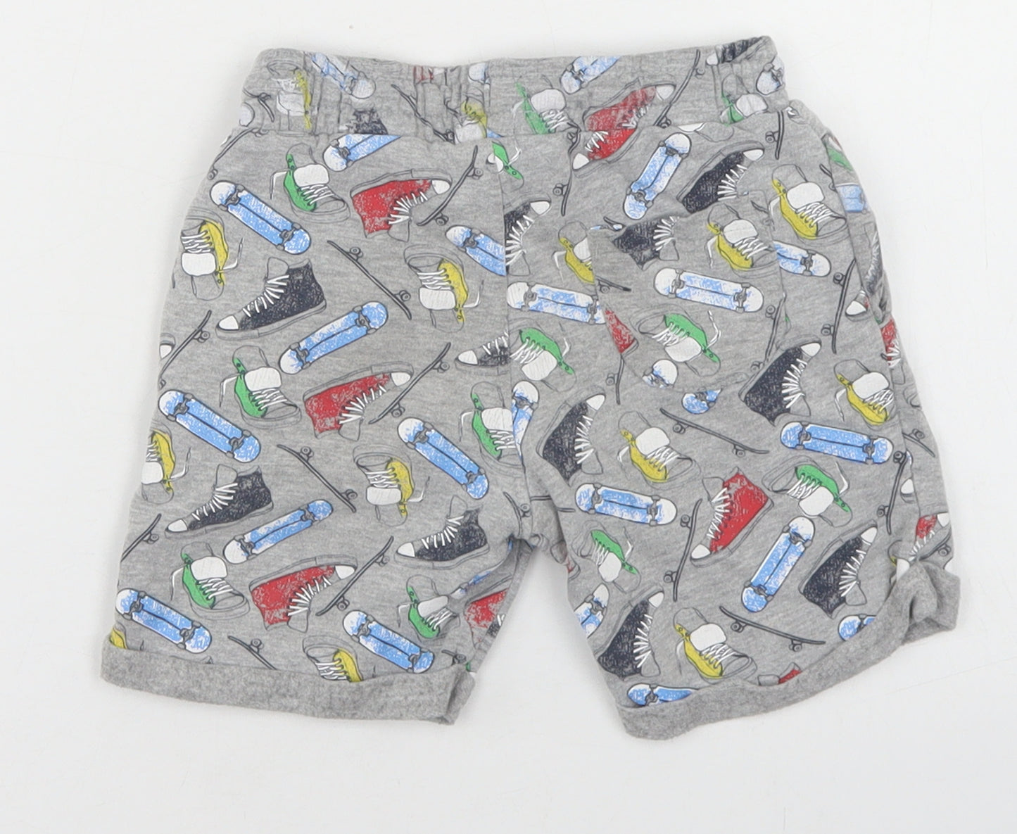 Urban Rascals Boys Grey Geometric Cotton Sweat Shorts Size 3 Years  Regular Drawstring - Skateboards