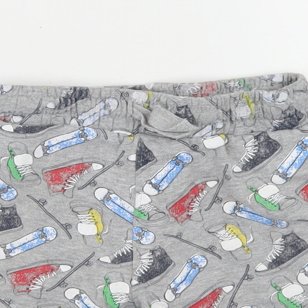 Urban Rascals Boys Grey Geometric Cotton Sweat Shorts Size 3 Years  Regular Drawstring - Skateboards