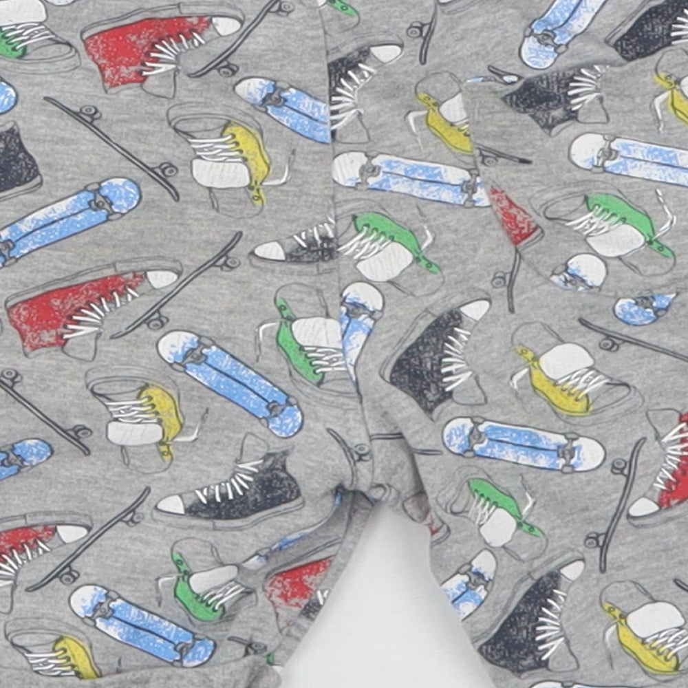 Urban Rascals Boys Grey Geometric Cotton Sweat Shorts Size 3 Years  Regular Drawstring - Skateboards