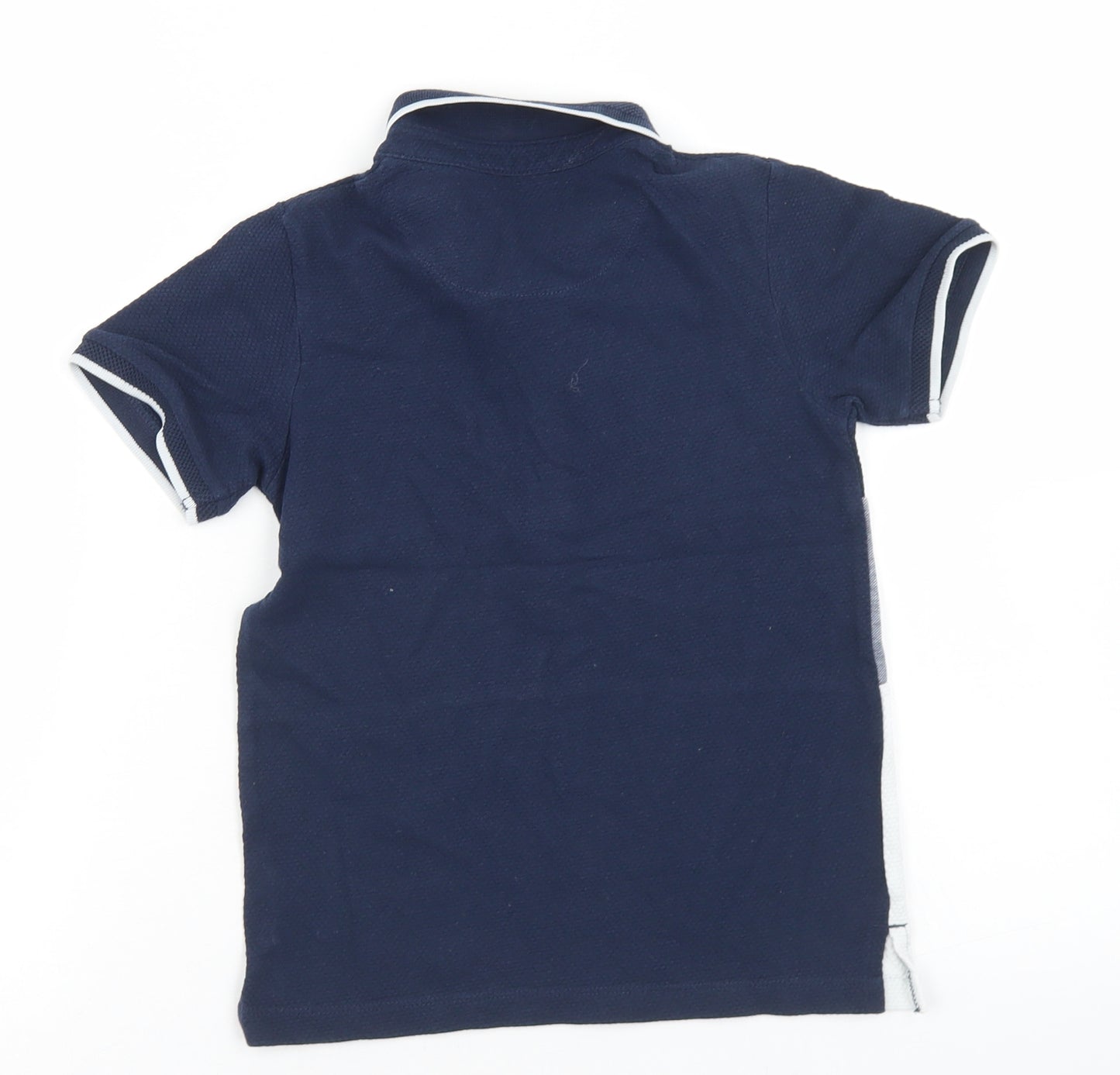 URBN DEPT Boys Blue Colourblock Cotton Basic Polo Size 7 Years Collared Button