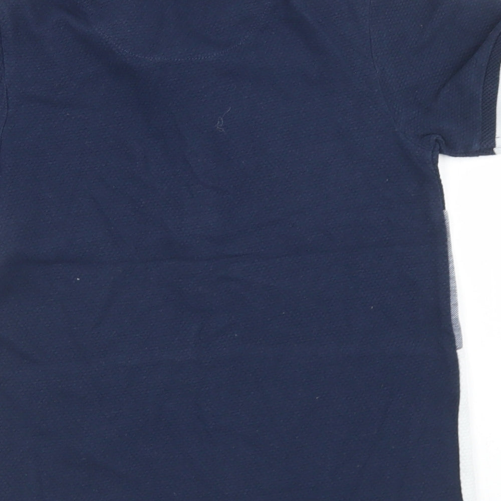 URBN DEPT Boys Blue Colourblock Cotton Basic Polo Size 7 Years Collared Button