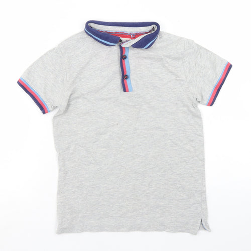 TU Boys Grey  Cotton Basic Polo Size 7 Years Collared Button