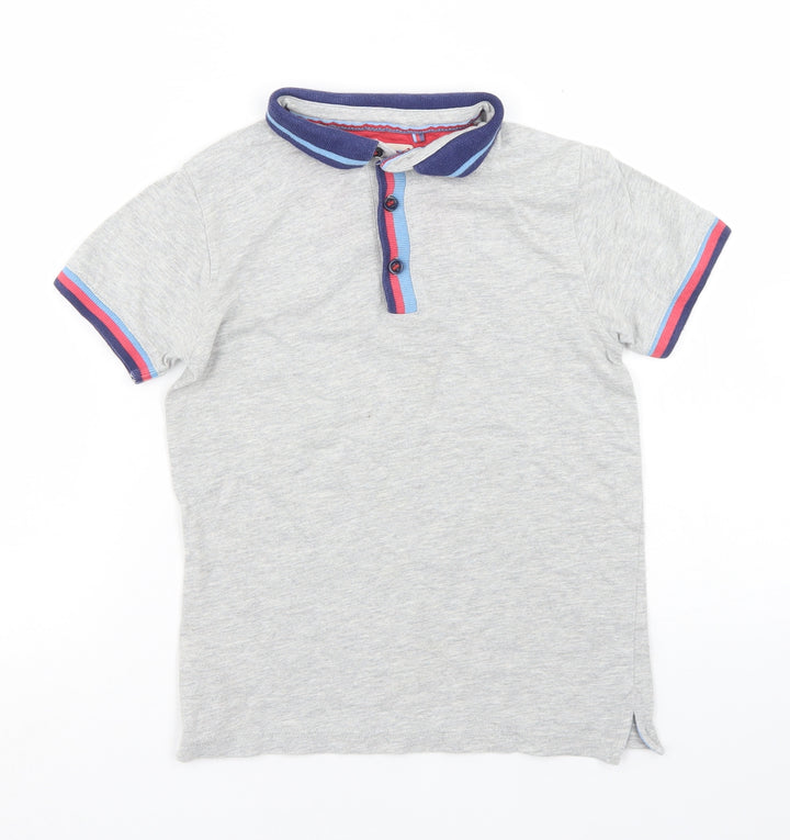 TU Boys Grey Cotton Basic Polo Size 7 Years Collared Button