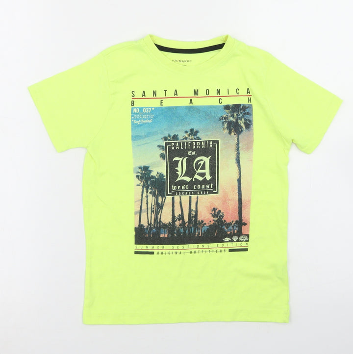 Primark Boys Yellow  Polyester Basic T-Shirt Size 6-7 Years Crew Neck  - Santa Monica