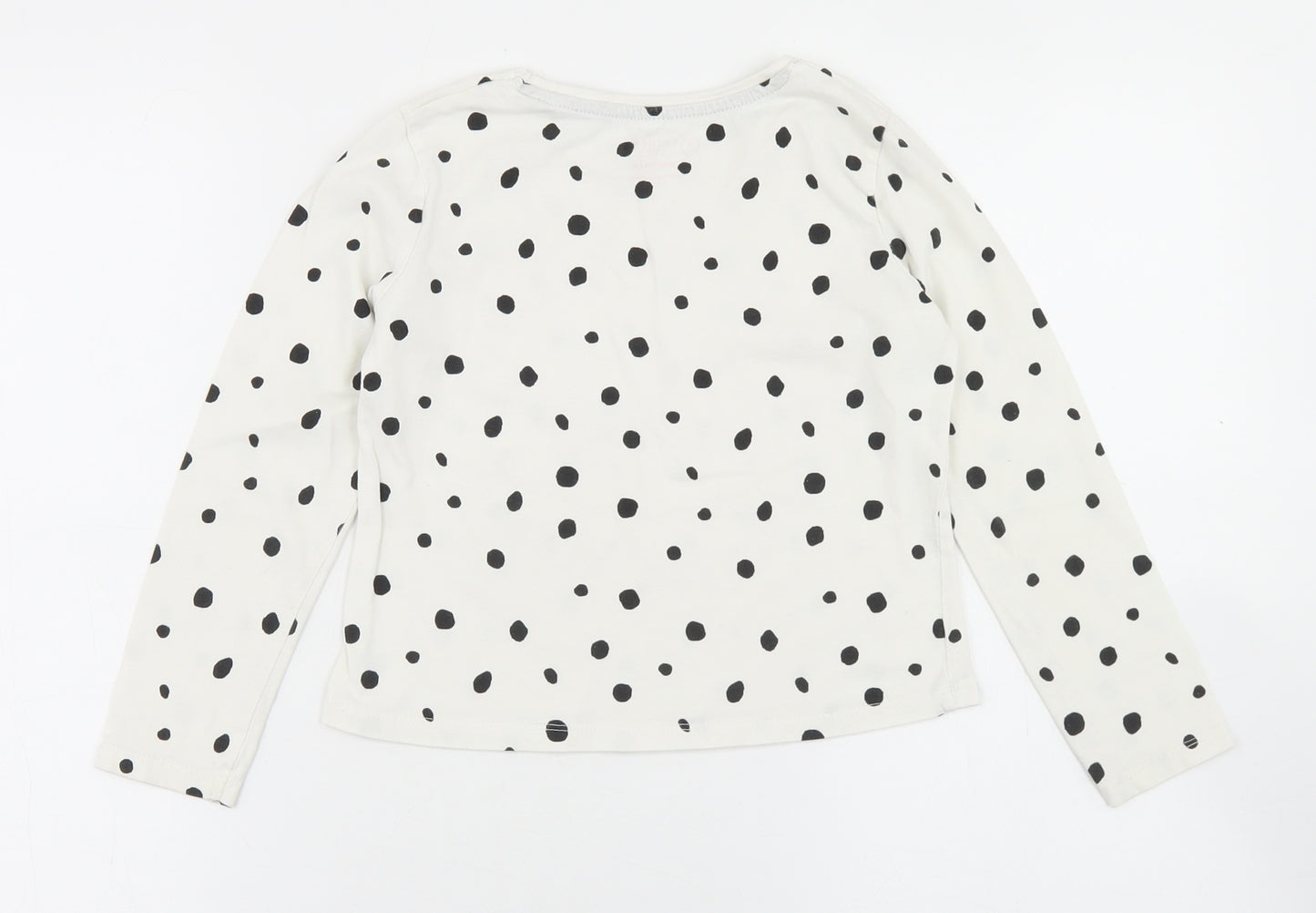 Primark Girls White Polka Dot Polyester Cropped T-Shirt Size 7-8 Years Crew Neck  - Kindness