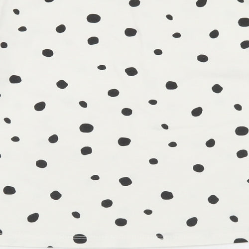 Primark Girls White Polka Dot Polyester Cropped T-Shirt Size 7-8 Years Crew Neck  - Kindness