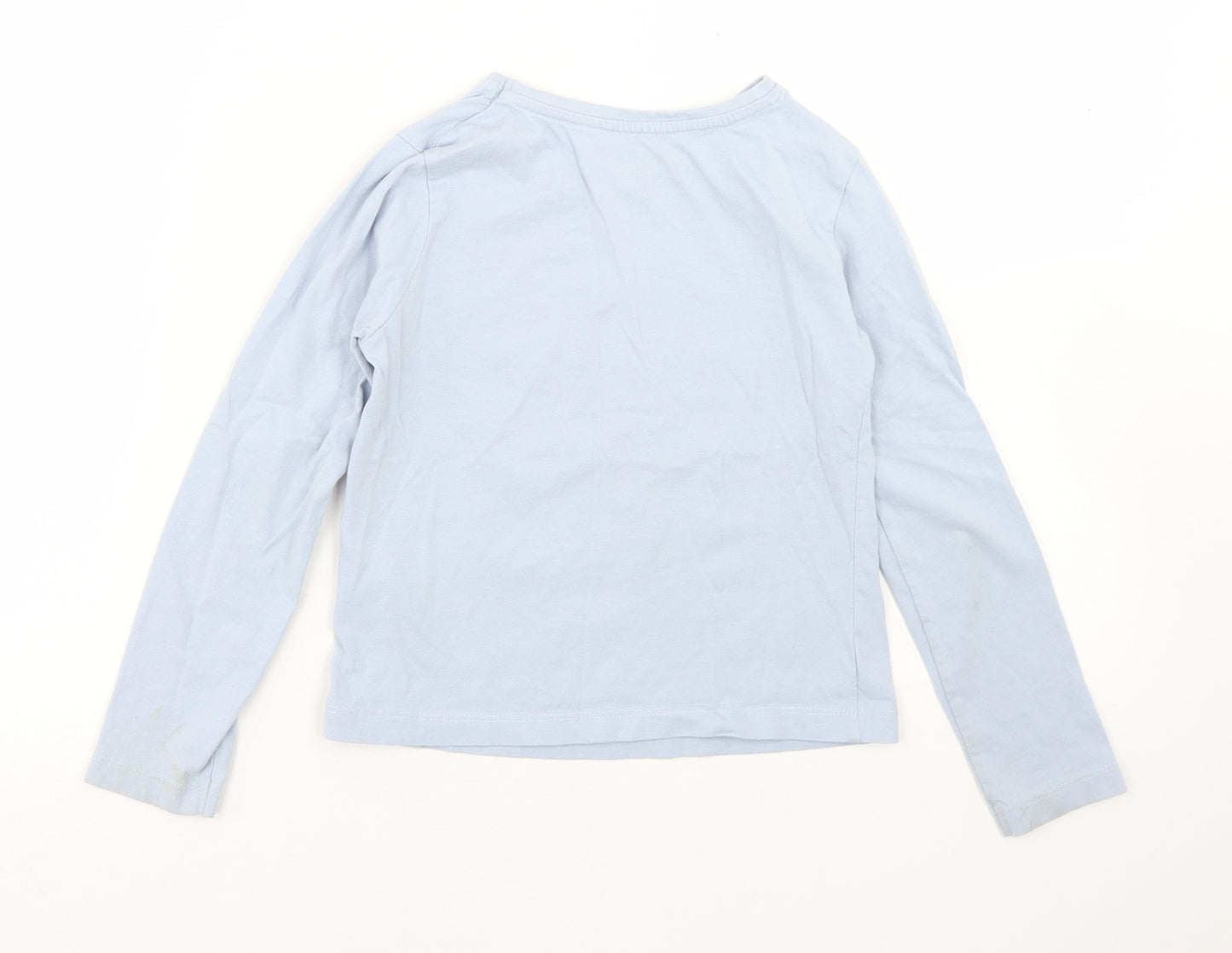 Primark Girls Blue  Cotton Basic T-Shirt Size 7-8 Years Crew Neck  - Dance
