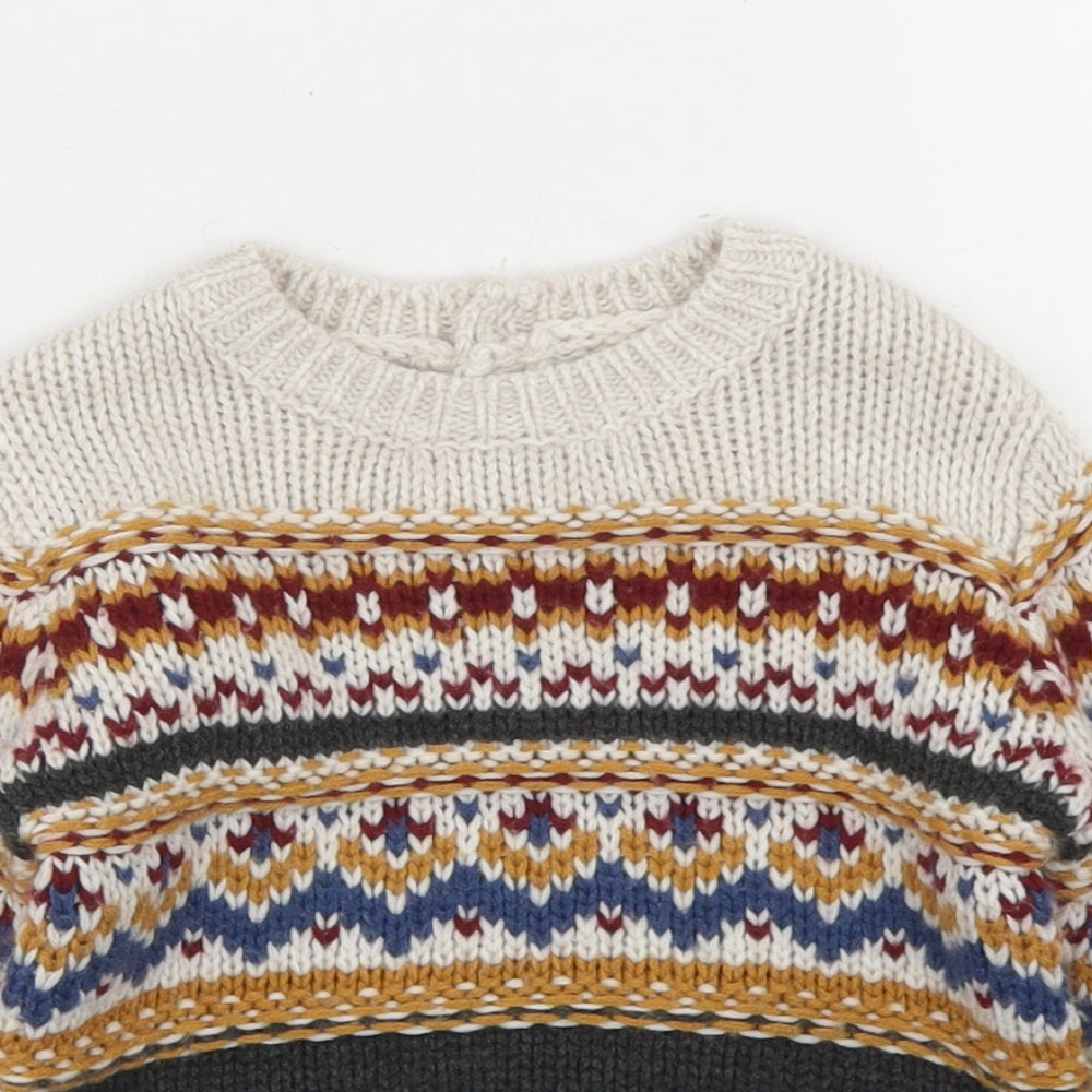 Matalan Boys Multicoloured Fair Isle Acrylic Pullover Jumper Size 12-18 Months  Button