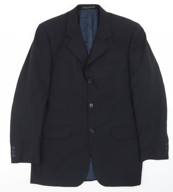 Jonathon Adams Mens Black  Polyester Jacket Blazer Size 38