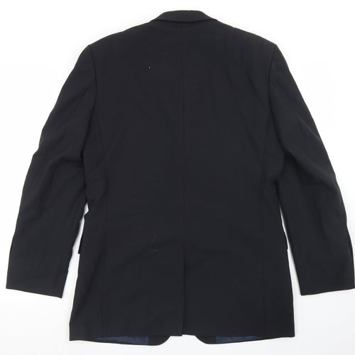 Jonathon Adams Mens Black  Polyester Jacket Blazer Size 38