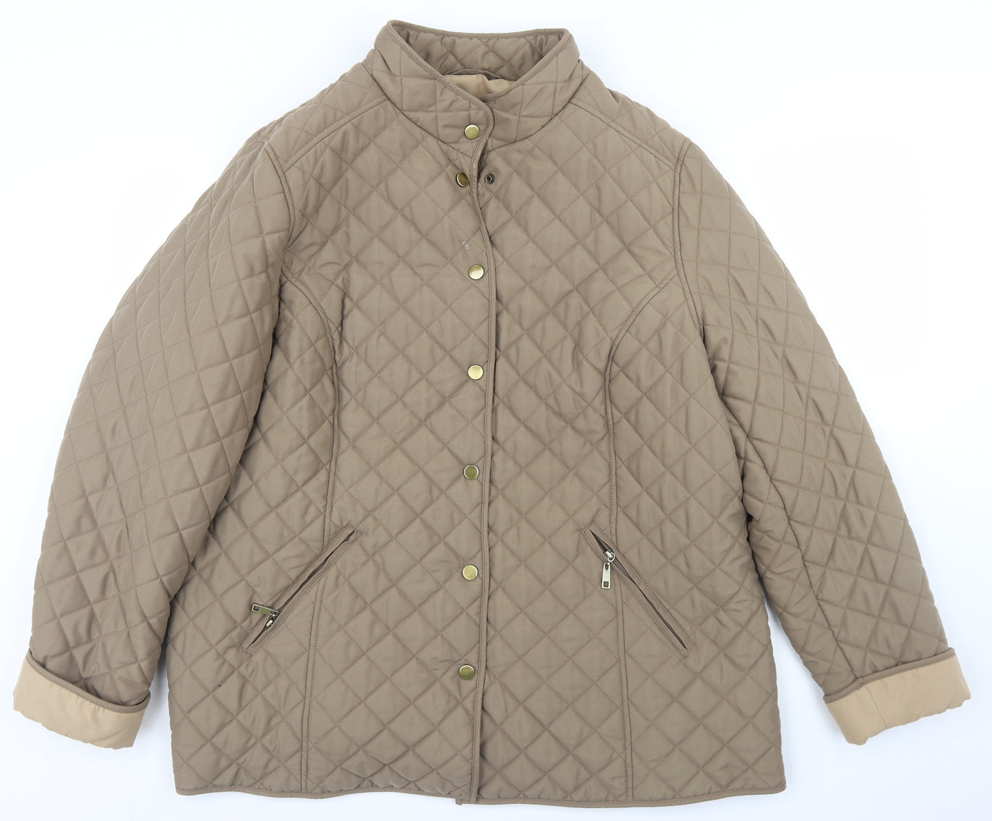 Marks and Spencer Womens Beige   Quilted Coat Size 22  Snap