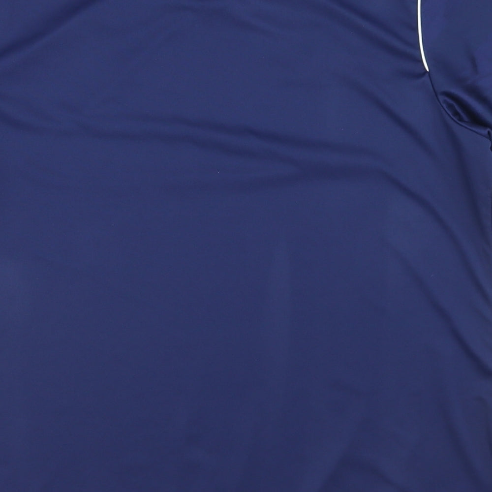 adidas Mens Blue  Polyester Basic T-Shirt Size L V-Neck
