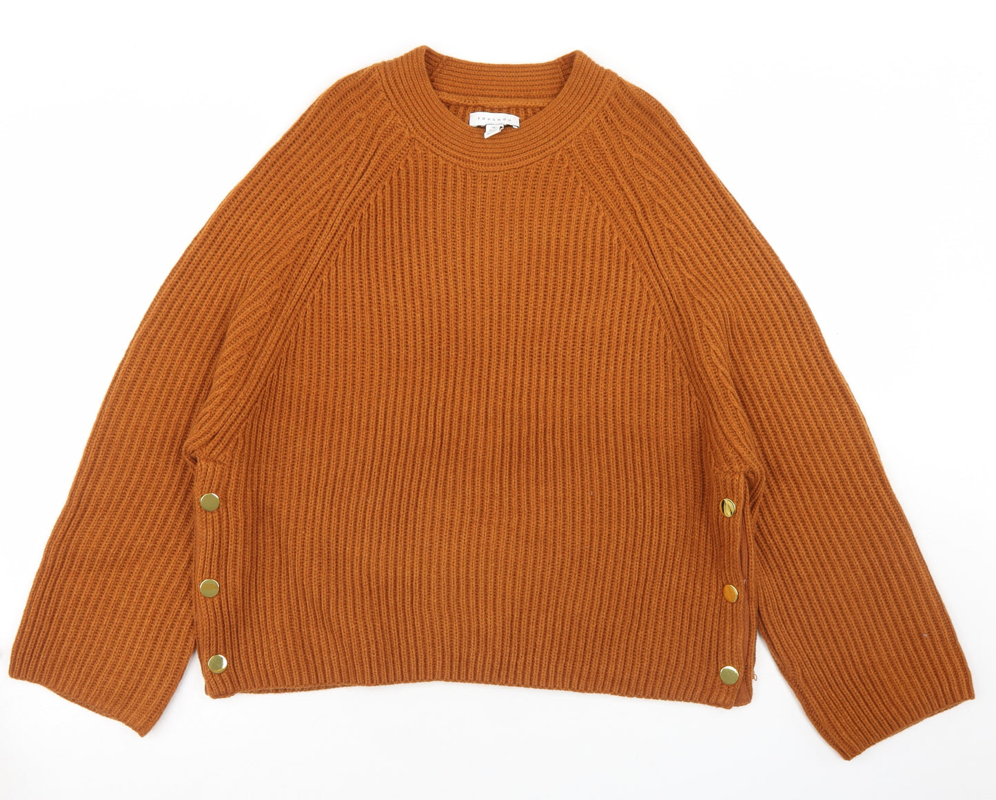Topshop Womens Brown Round Neck  Acrylic Pullover Jumper Size L