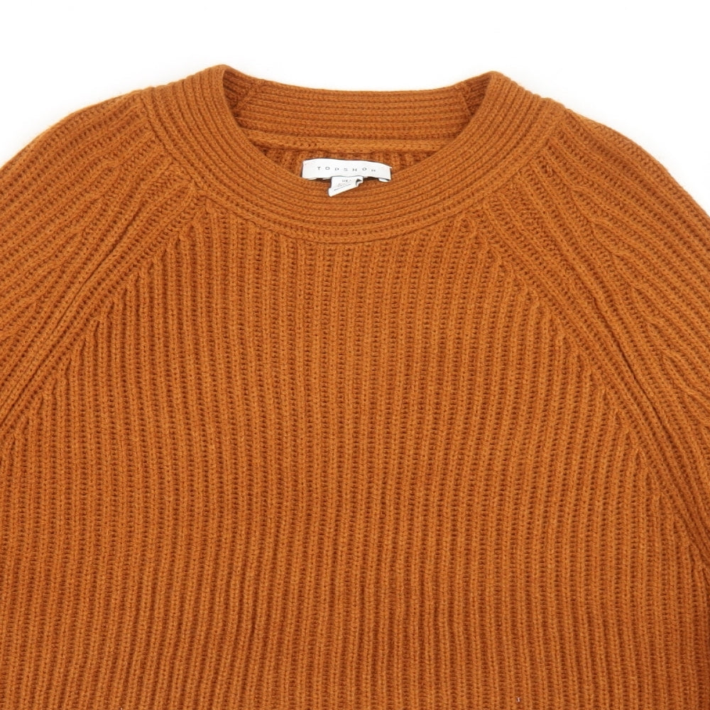 Topshop Womens Brown Round Neck  Acrylic Pullover Jumper Size L