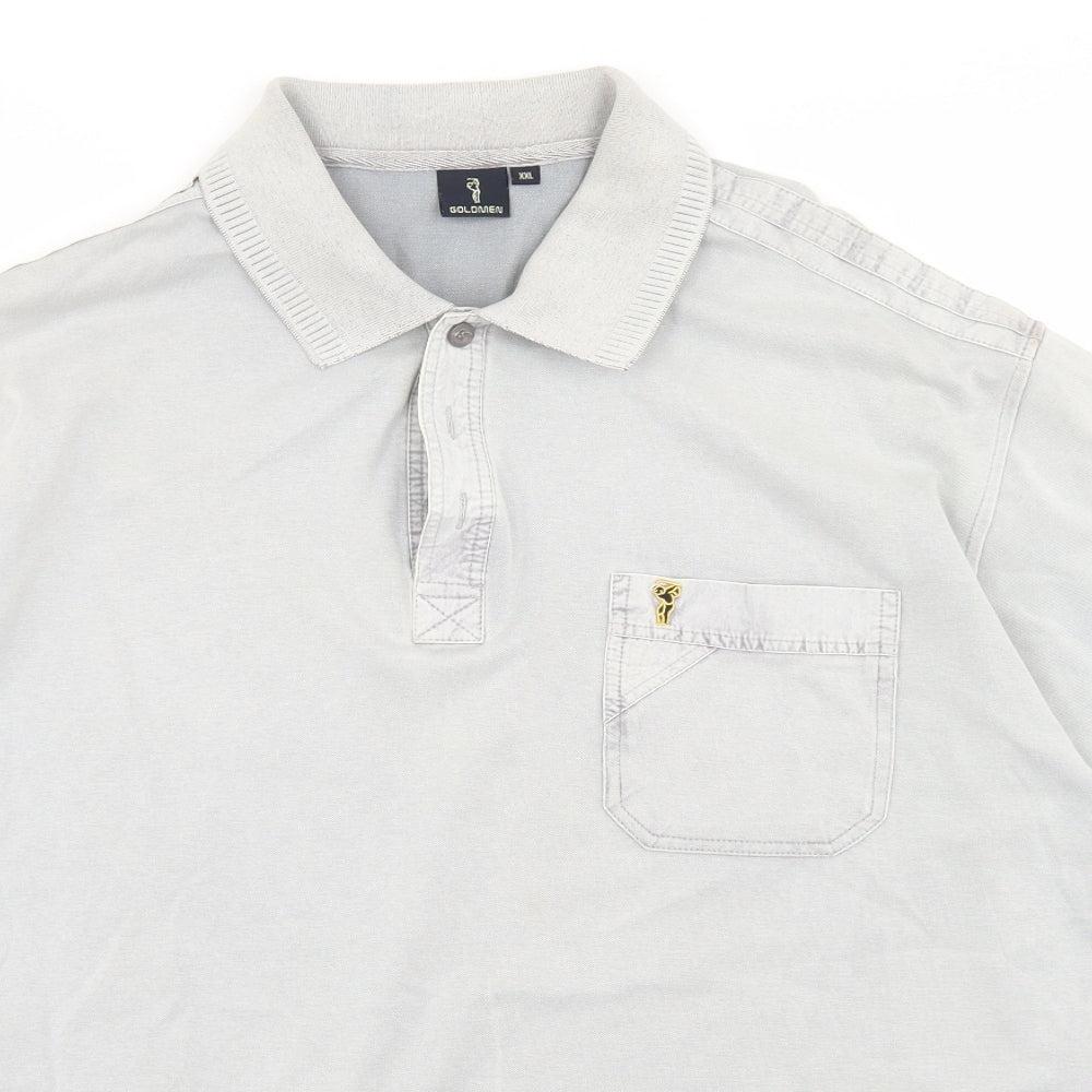 Goldmen Mens Grey  Cotton  Polo Size 2XL Collared