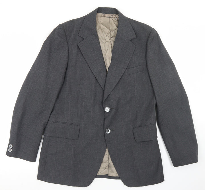 Jackson Mens Grey Plaid Polyester Jacket Blazer Size 36