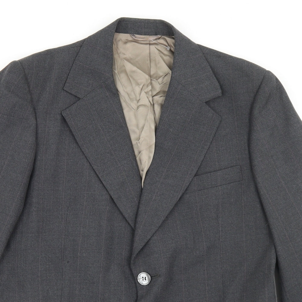 Jackson Mens Grey Plaid Polyester Jacket Blazer Size 36