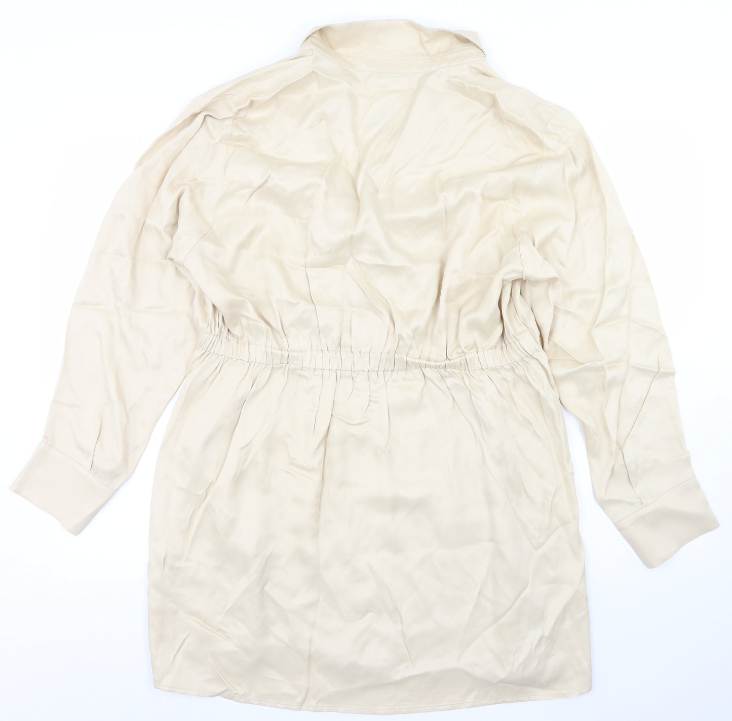 Primark Womens Beige  Viscose Wrap Dress  Size 18  Collared Button