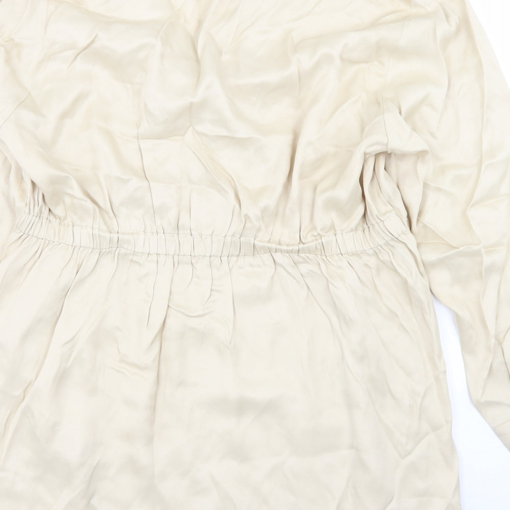 Primark Womens Beige  Viscose Wrap Dress  Size 18  Collared Button