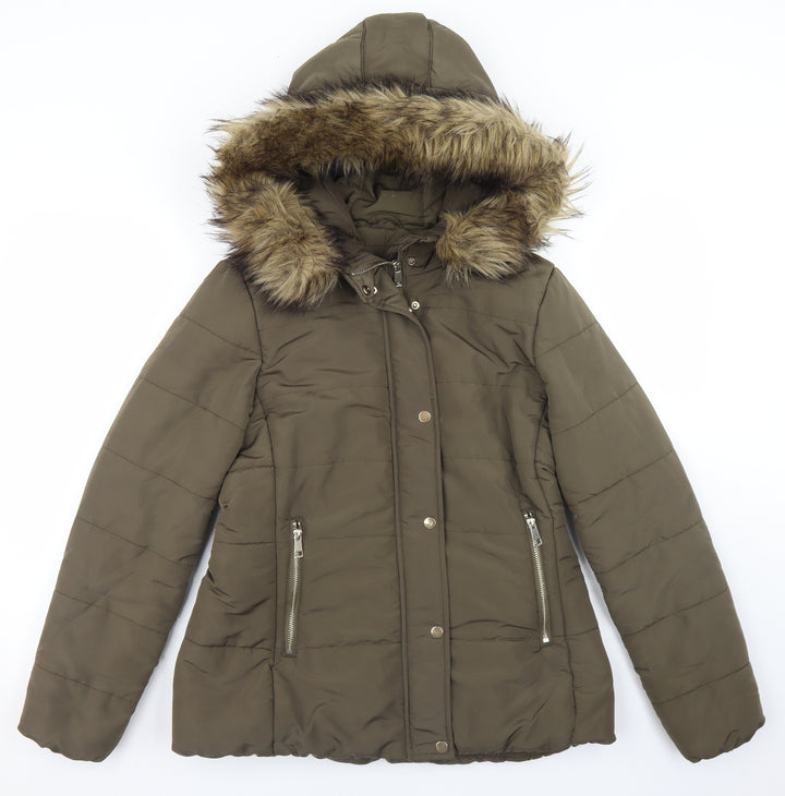 H&M Womens Green   Parka Coat Size 10  Zip