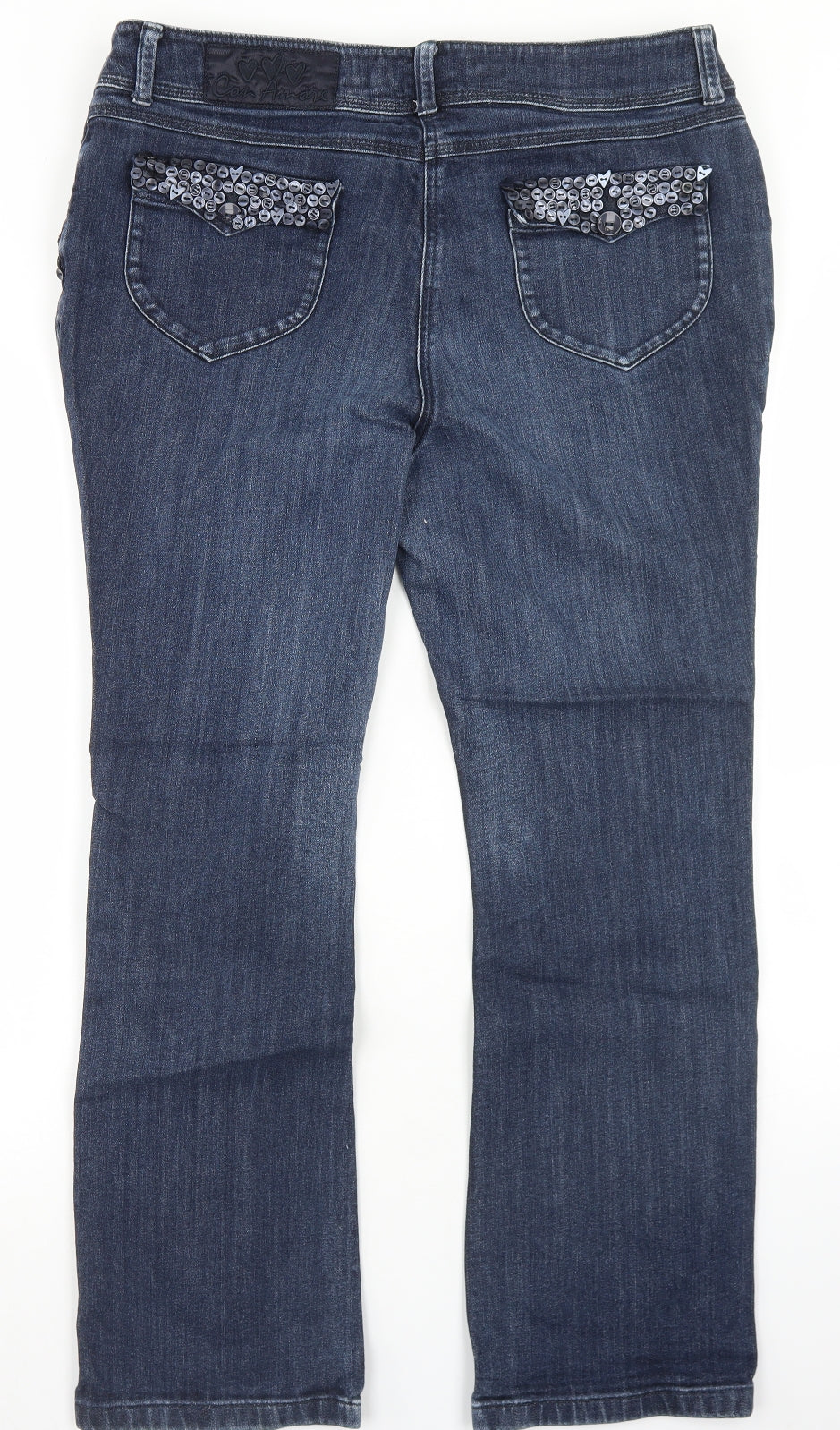 Per Una Mens Blue  Cotton Bootcut Jeans Size 18 L28 in Regular Button