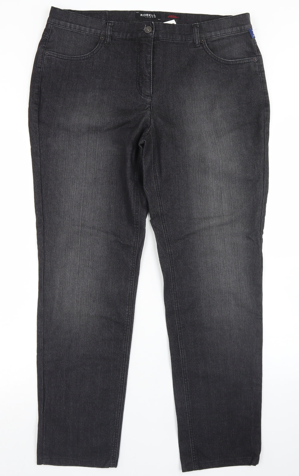 Robell Womens Black  Cotton Straight Jeans Size 18 L28 in Regular Button
