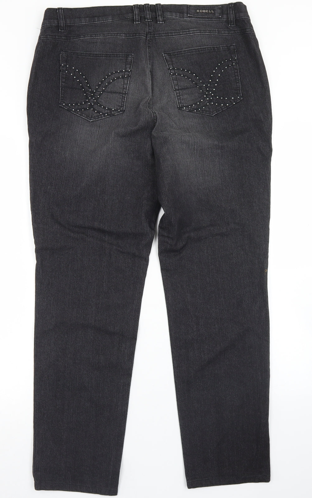 Robell Womens Black  Cotton Straight Jeans Size 18 L28 in Regular Button