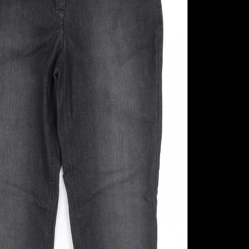 Robell Womens Black  Cotton Straight Jeans Size 18 L28 in Regular Button