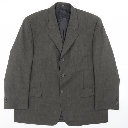 Ciro Citterio Mens Grey Plaid Polyester Jacket Blazer Size 44