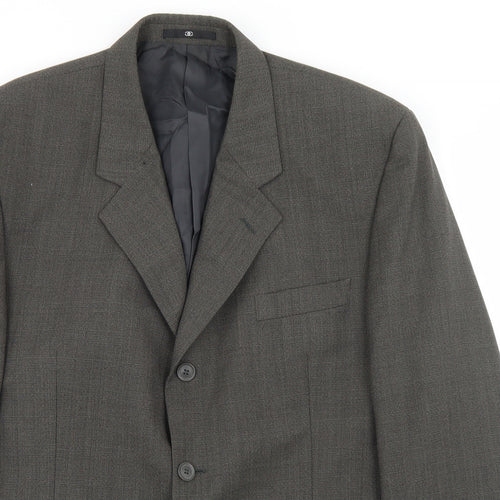 Ciro Citterio Mens Grey Plaid Polyester Jacket Blazer Size 44
