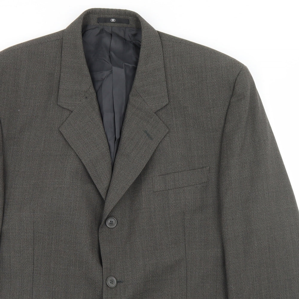 Ciro Citterio Mens Grey Plaid Polyester Jacket Blazer Size 44