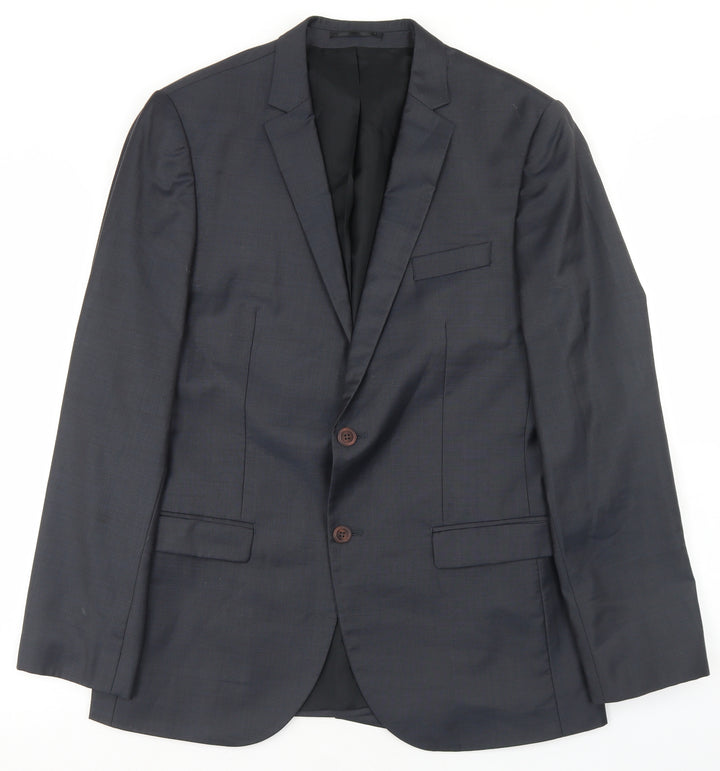 River Island Mens Blue  Wool Jacket Blazer Size 42