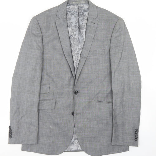 Taylor & Wright Mens Grey Plaid Polyacrylate Fibre Jacket Blazer Size 38   - Tailored fit