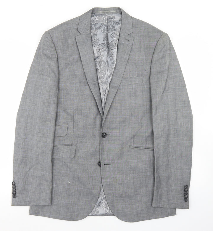 Taylor & Wright Mens Grey Plaid Polyacrylate Fibre Jacket Blazer Size 38 - Tailored fit