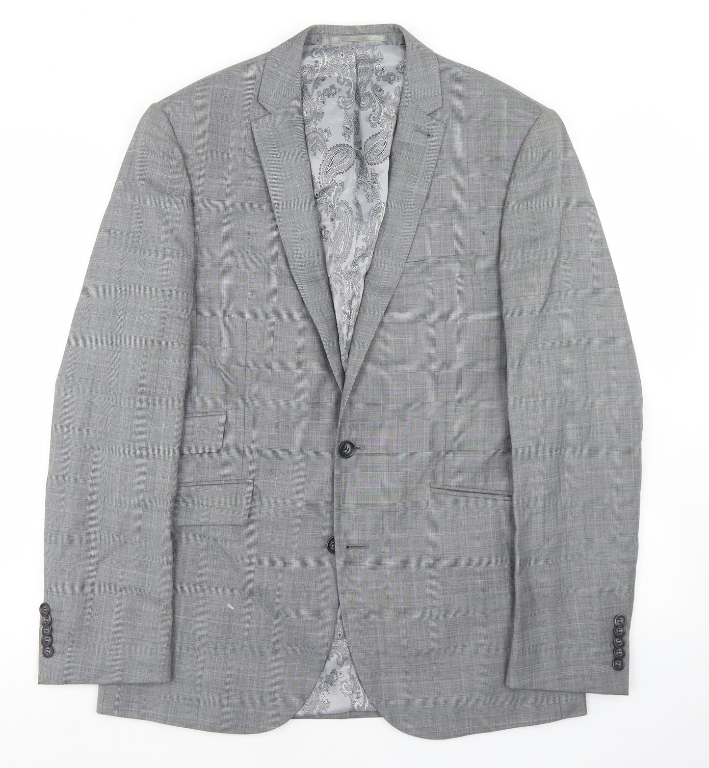 Taylor & Wright Mens Grey Plaid Polyacrylate Fibre Jacket Blazer Size 38   - Tailored fit