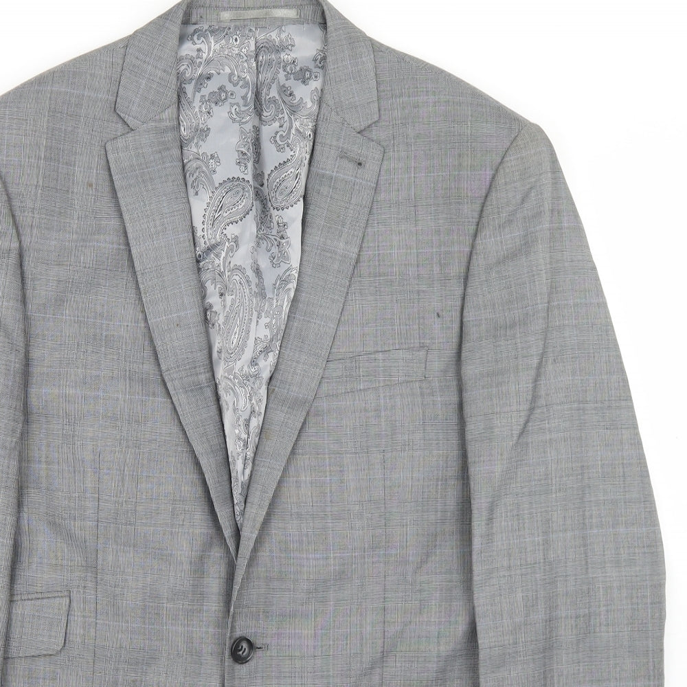 Taylor & Wright Mens Grey Plaid Polyacrylate Fibre Jacket Blazer Size 38   - Tailored fit