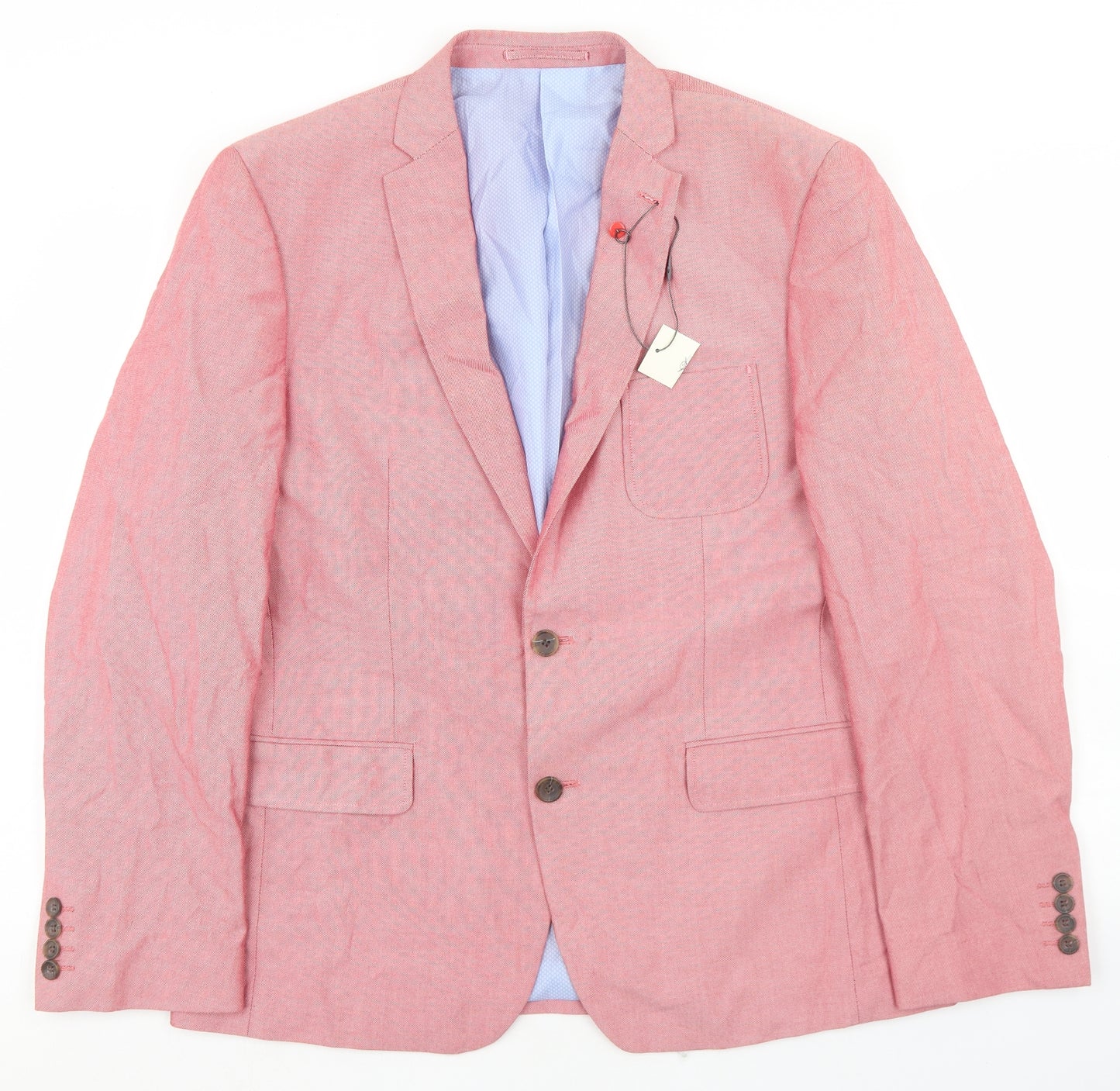 Easy Mens Pink  Cotton Jacket Blazer Size L   - tailored Fit