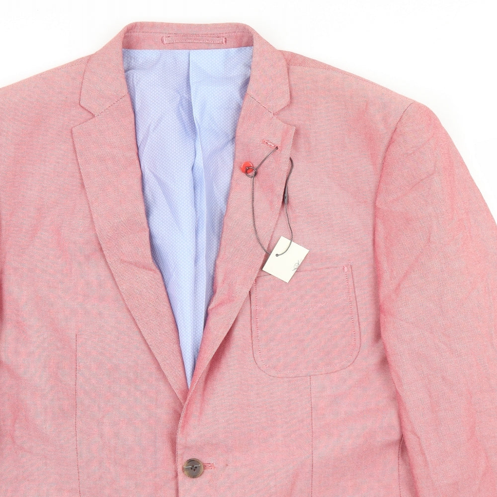 Easy Mens Pink  Cotton Jacket Blazer Size L   - tailored Fit