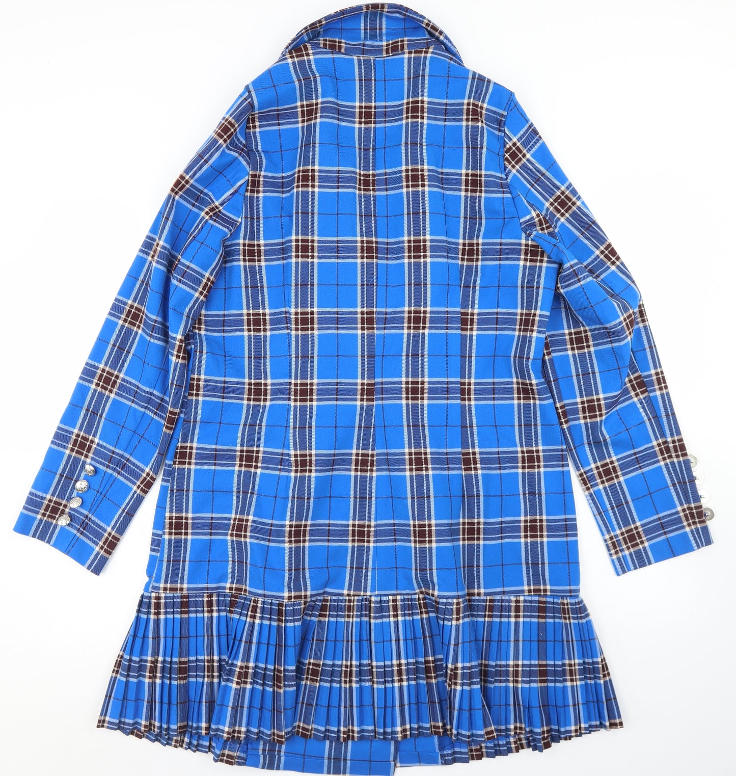 Very Womens Blue Plaid Polyester Jacket Dress  Size 18  Collared Button